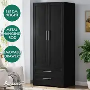 ALFORDSON Wardrobe Clothes Storage Cabinet Hanging Rod Black