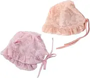 [BESPORTBLE] 2Pcs Lace Bonnet Sun Caps Breathable Sunshade Hats for Newborns Lightweight Pink Orange for Summer Spring Autumn for Photo Props and Dress Coordination