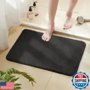 TECHMILLY Fluffy Bathroom Rug Mat 24x17, Absorbent Thick Non Slip Microfiber