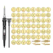 56 Pcs with Letters,DIY Wood/Leather Burning Set, Letter Soldering Iron Stencils Kit Tool US Plug As Shown