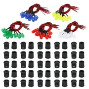 50set 12V LED Emitting Diode with LED Holders 10mm Pre Wired Light Bulb 5 Colors
