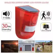 Solar Infrared Motion Sensor Alarm with 110db Siren Strobe Light for Home Garden