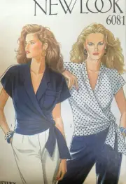 New Look Sewing Pattern 6081 Misses Wrap Shirt Two Styles Size 8-18 Uncut New