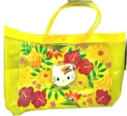 Sanrio Hello Kitty Hibiscus Tropical Yellow Tinted Tote with Plush 2002 NWT