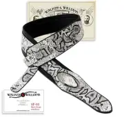SF-03 White & Black Textured Snake Pattern Guitar Strap with Snakehead