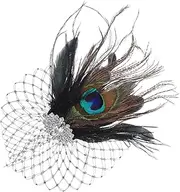 [CALLARON] Feathered Fascinator Hair Clip with Vintage Netting Elegant Peacock Design for Weddings Dance Parties and Special Events Comfortable Lightweight Accessory