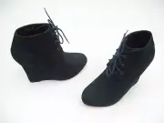 OPENING CEREMONY ANKLE WEDGE BOOTS LADIES WOMENS SHOES SUEDE HUNTER GREEN 37