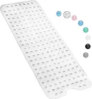 Bathtub Mat Non Slip – 100 x 40 CM Non Slip Bath Mat – Easy Clean Non Slip Shower Mats – Sturdy Suction Cup Attaching – Comfortable for Feet – Draining Holes – Modern Design (Transparent)