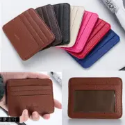 Men Women Leather Credit Card Holder Front Pocket Wallet With ID Card Window US