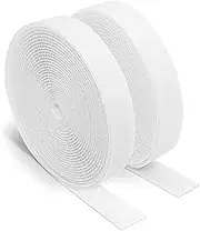 ZCOINS 0.8in x 16.4ft Self-Adhesive Hook and Loop Double Sided Strip Tape Roll, 2cm x 5m Self-Adhesive Strong Sticky Back Interlocking Fastening Mounting Tape (White)
