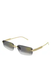 Cartier Clash de Cartier 24K Gold Plated Rimless Rectangular Sunglasses, 58mm
