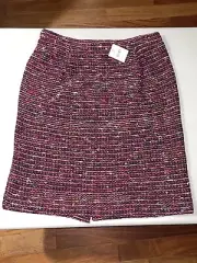 J Jill Women's Boucle Tweed Pull-On Pencil Skirt Elastic Cranberry Small