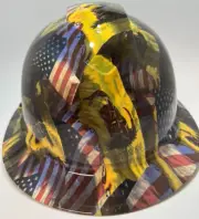 Vented Full Brim Hard Hat Custom Hydro Dipped DON'T TREAD ON ME GADSDEN USA FLAG