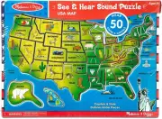 Melissa & Doug USA Map Sound Puzzle - Wooden Puzzle With Sound Effects (40 pcs)