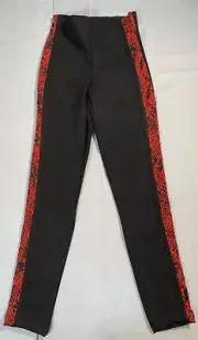 Zara Pants Womens Small Leggings Black Red Snakeskin Elastic Stretch Basic
