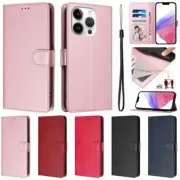 For iPhone 16e 16 15 14 13 12 11 Pro Max 8 Plus Leather RFID Wallet Case Cover