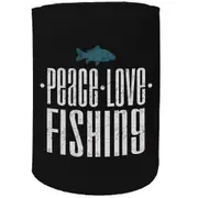 Alcohol Stubby Holder - Peace Love Fishing Fish Camping - Funny Novelty Birthday Gift Joke Beer