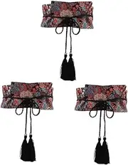 [FOMIYES] Hanfu Waist Belt for Women Wide Cloth Waistband Vintage Floral Design for Hanfu Yukata Comfortable and Lightweight Fashion Accessory