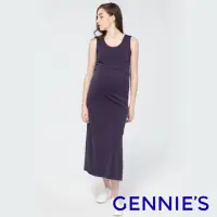 在飛比找momo購物網優惠-【Gennies 奇妮】彈力哺乳洋裝-紫(哺乳衣 無袖哺乳衣