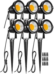 ZUCKEO 5W LED Landscape Spotlight 12V 24V Low Voltage Garden Light COB Outdoor Decorative Light Landscape Lights Low Voltage Lighting for Patio Garden Pathway Warm White i6 packj