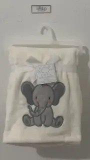 New Baby Choice Grey Elephant Fleece Plush Baby Blanket Lovey 30"x40"
