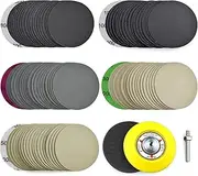 3 Inch (75mm) Assorted 800/1000/2000/3000/5000 Grit High Performance Heavy Duty Silicon Carbide Wet/Dry Hook & Loop Sanding Discs with 1/4 inch Shank Sanding Pad + Soft Foam Buffering Pad, 100PCS