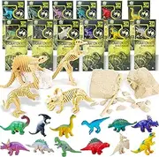 12 Pack Dinosaurs Assortment Skeleton 3D Dino Fossil Excavation Science Kits for Party Favors (Set of 12)