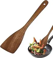 Wooden Turner - Kitchen Turner Scraper - Non-Scratch Wood Flat Spurtle for Pan, Cooking Utensils for Non Stick Cookware