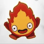 Calcifer fire Demon Happy Face Embroidered Iron on Patch Sew Stickers
