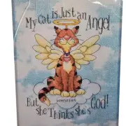 Vtg Dimensions Just an Angel Cat Cross Stitch Kit 8x10 Quick Creations New