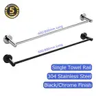 Single Towel Rail Rack Holder 600mm/800mm Chrome/Black 304 Stainless Steel