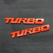 2x Big Glossy Red TURBO Metal Sticker Badge Emblem Decal Sports Door Diesel Auto (for: Peugeot)