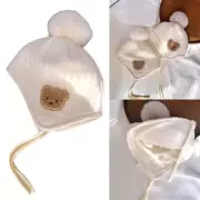 Baby Hat Cotton Bonnet Caps with Ear Protections and Adjustable Tied for Warmth