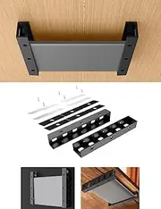 TYAMTOGSM Under Desk Laptop Holder, Under Desk Rack for Keyboard and Small Devices Up to 40mm/1.57in Thick Like Macbooks, Surface, Routers, Modems, Cable Box, Network Switch and More (Black)