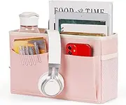 Bedside Caddy Bedside Storage Organizer Hanging Bunk Bed Dorm Room with Side Pockets for Water Bottles, Books, Cell Phones, Headphones (Pink)