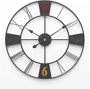 Decoration Mute Quartz Wall Clock Outdoor Garden Wall Clock, 23 Inch Large Retro Garden Clock Giant Open Face Rome Waterproof Outdoor Clock Wrought Iron Outside Clock Indoor Outdoo