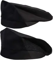 [COMPUKAS] 2pcs Hat Comfortable Beret for and Cooks Breathable Black Design Mesh for