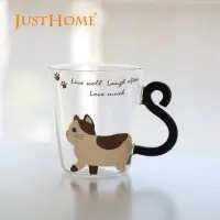 在飛比找momo購物網優惠-【Just Home】貓咪造型耐熱玻璃馬克杯245ml-散步