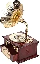 CORHAD Box Box Gramophone Music Box Boxes Hand Crank Music Clockwork Music Ghibli Music Vintage Home Table Decor Desk Decoration Centerpieces for Table Abs Brown