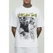 Mens White Tall Oversized A Tribe Called Quest License Print T-Shirt