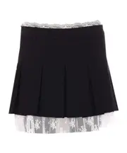 Aniye By Lace Trim Pleated Skirt Black