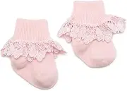 [Jefferies Socks] Country Kids Butterfly Lace Sock, Pink