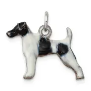 Sterling Silver Enameled Smooth Hair Fox Terrier Charm
