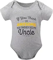 [WOOYONGING] If You Think I'm Awesome You Should See My Uncle Bring Baby Home Outfit Newborn for Boys Short Sleeve Baby Boy Bod