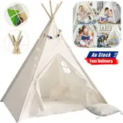 Large Kids Tent Teepee 160cm Cotton Canvas Childrens Play Wigwam Indoor House AU