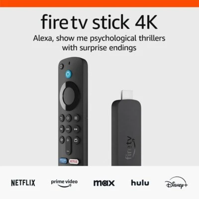 2024 Amazon Fire TV Stick 4K HDR Streaming Media Player w / Alexa Remote Wi-Fi 6