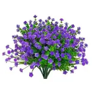 Bundles Artificial Flowers for Outdoor UV Resistant Fake Plants, 20 Purple