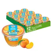 Fruit Bowls Diced Peaches in 100% Juice Snacks, 7oz 12 Total Cups,Gluten & Dairy