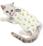 Cat Recovery Suit for Abdominal Wounds or Skin Diseases, Breathable E-Collar Alternative Surgery Recovery Suit for Cats, After Surgery Wear Anti Licking Wounds (XL, Banana)