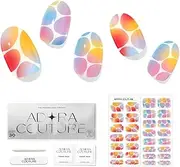 Adora Couture Semi Cured Gel Nail Strips with 30 Pieces, Salon Quality Nail Wraps for Women, Colorful Ombre Bubble UV Gel Nail Stickers, UV Light Required, Ombre Bubble